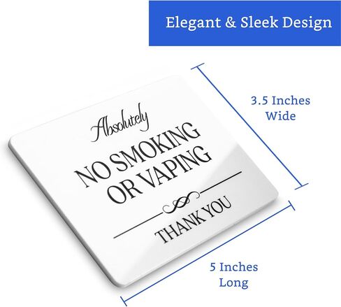 Absolutely No Smoking or Vaping Sign (Black Acrylic 5 x 3.5 in) - No Smoking Signs for Business - No Smoking Signs for Home - No Smoking Sign - Airbnb Essentials for Hosts - Airbnb SIgns - VRBO Signs in Saudi Arabia