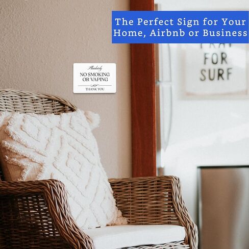 Absolutely No Smoking or Vaping Sign (Black Acrylic 5 x 3.5 in) - No Smoking Signs for Business - No Smoking Signs for Home - No Smoking Sign - Airbnb Essentials for Hosts - Airbnb SIgns - VRBO Signs in Saudi Arabia