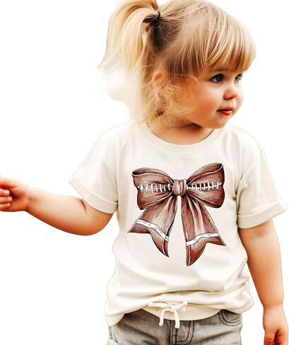 Football Bow Shirt for Girls and Toddlers Cute Girly Tee for Football Season in Saudi Arabia