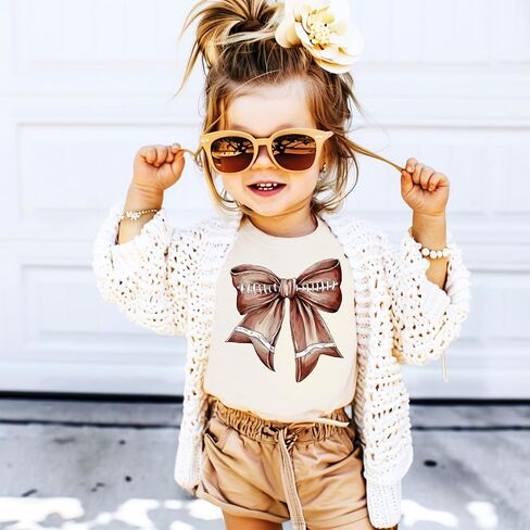 Football Bow Shirt for Girls and Toddlers Cute Girly Tee for Football Season in Saudi Arabia