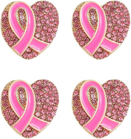 Breast Cancer Awareness Stud Earrings For Women, Pink Ribbon Heart Earring Breast Cancer Survivor Gift Support Christmas Thanksgiving Holiday Jewelry in Saudi Arabia