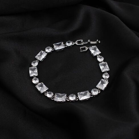 Dainty 18K Silver Plated Marquise Cubic Zirconia Tennis Bracelet for Women Statement Bride Bracelet for Wedding Prom Gift in Saudi Arabia