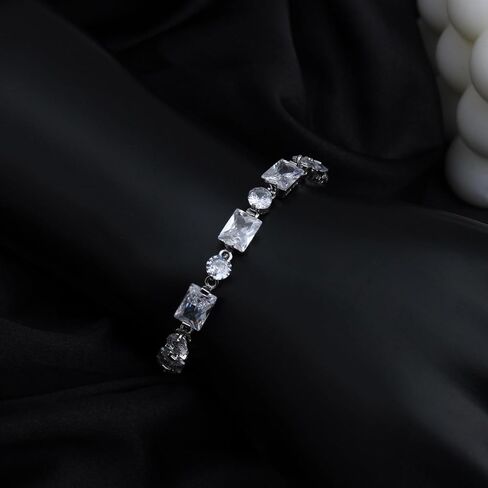 Dainty 18K Silver Plated Marquise Cubic Zirconia Tennis Bracelet for Women Statement Bride Bracelet for Wedding Prom Gift in Saudi Arabia