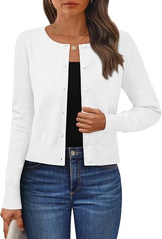 LILLUSORY Womens Cropped Cardigan Crew Neck Fall Cute Sweaters Button Down Knit Bolero Open Front Shrug for Dresses 2025 in Saudi Arabia