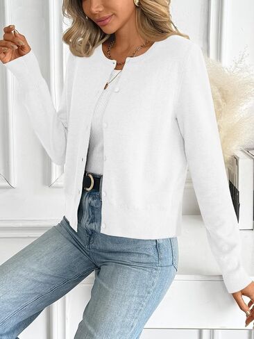 LILLUSORY Womens Cropped Cardigan Crew Neck Fall Cute Sweaters Button Down Knit Bolero Open Front Shrug for Dresses 2025 in Saudi Arabia