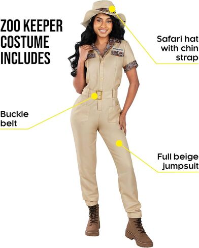 زي Morph Zoo Keeper Safari التنكري للنساء - زي Zookeeper التنكري للسيدات البالغات لأزياء السفاري النسائية لأزياء الهالوين الخاصة بحارس حديقة الحيوان in Saudi Arabia