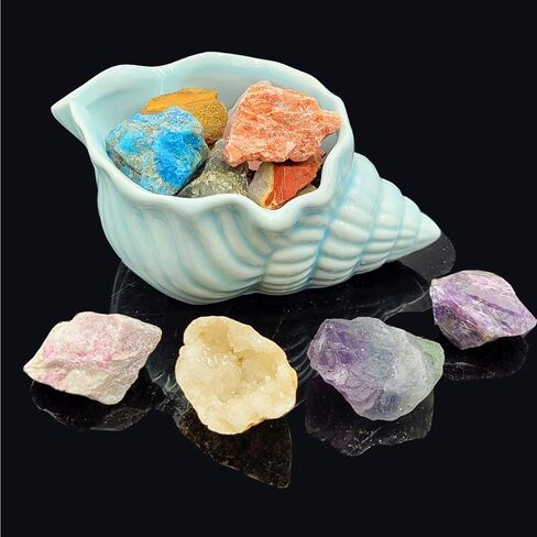 15 لونًا من بلورات الطاقة وأحجار الشفاء، مجموعة متنوعة من البلورات الخام السائبة 1-1.5 بوصة أحجار كريمة كبيرة للهبوط والريكي والويكا والشاكرا (اللون C) in Kuwait