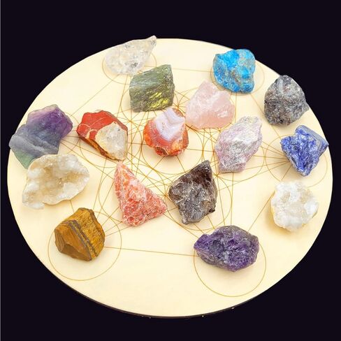 15 لونًا من بلورات الطاقة وأحجار الشفاء، مجموعة متنوعة من البلورات الخام السائبة 1-1.5 بوصة أحجار كريمة كبيرة للهبوط والريكي والويكا والشاكرا (اللون C) in Kuwait