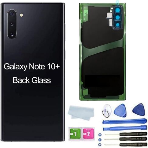 غطاء خلفي لهاتف Galaxy Note 10 Plus غطاء زجاجي بديل للباب مع أجزاء عدسة الكاميرا لهاتف Samsung Galaxy Note10+ Note10 Plus 5G +Tools (Aura Glow) in Kuwait