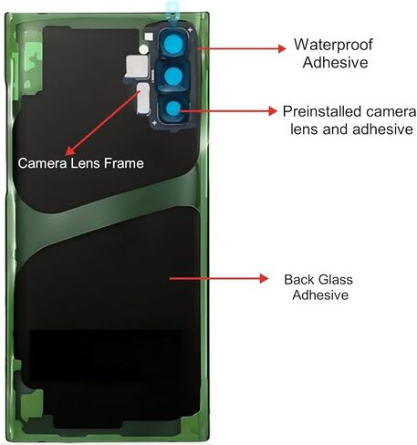 غطاء خلفي لهاتف Galaxy Note 10 Plus غطاء زجاجي بديل للباب مع أجزاء عدسة الكاميرا لهاتف Samsung Galaxy Note10+ Note10 Plus 5G +Tools (Aura Glow) in Kuwait