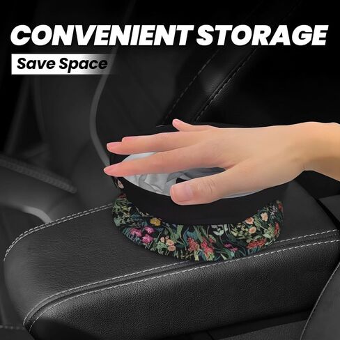 Car Trash Can Hanging, Wildflower Plant Waterproof Auto Garbage Bin Universal Vehicle Waste Container, 3.5L Capacity in Saudi Arabia