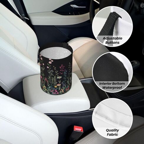 Car Trash Can Hanging, Wildflower Plant Waterproof Auto Garbage Bin Universal Vehicle Waste Container, 3.5L Capacity in Saudi Arabia