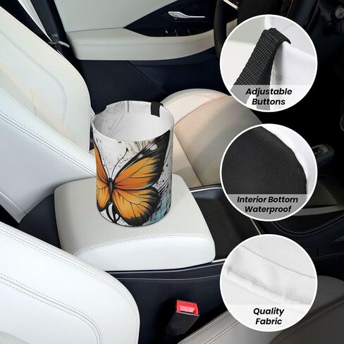 Car Trash Can Hanging, Wildflower Plant Waterproof Auto Garbage Bin Universal Vehicle Waste Container, 3.5L Capacity in Saudi Arabia