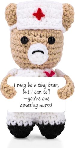 JoycuFF Nurse Gifts - Positive Crochet Bear for Nurse Week, Nursing School, Nurse Appreciation Gifts - Inspirational Gift for Women Men in Saudi Arabia