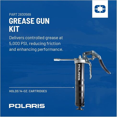 Polaris Heavy Duty Pistol Grip Grease Gun, 14 Oz Cartridge - Ultimate Lubrication Solution for Smooth Vehicle Performance and Lifespan, 18" Hose, 5,000 PSI, Ideal for All Vehicles, ATVs and UTVs in Saudi Arabia