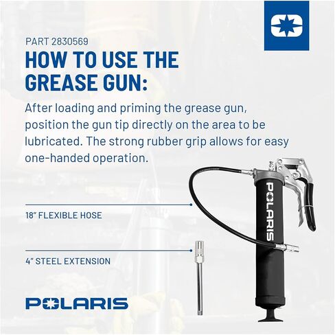 Polaris Heavy Duty Pistol Grip Grease Gun, 14 Oz Cartridge - Ultimate Lubrication Solution for Smooth Vehicle Performance and Lifespan, 18" Hose, 5,000 PSI, Ideal for All Vehicles, ATVs and UTVs in Saudi Arabia