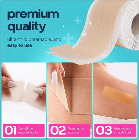 Silicone Scar Sheets Roll – Advanced Medical Grade Silicone Scar Tape for Surgical Scars, C Section, Keloids & Tummy Tuck – Reusable, Cut-to-Fit Scar Removal Strips 1.6"x60"/120" in Saudi Arabia