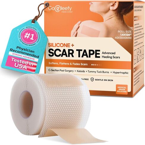 Silicone Scar Sheets Roll – Advanced Medical Grade Silicone Scar Tape for Surgical Scars, C Section, Keloids & Tummy Tuck – Reusable, Cut-to-Fit Scar Removal Strips 1.6"x60"/120" in Saudi Arabia