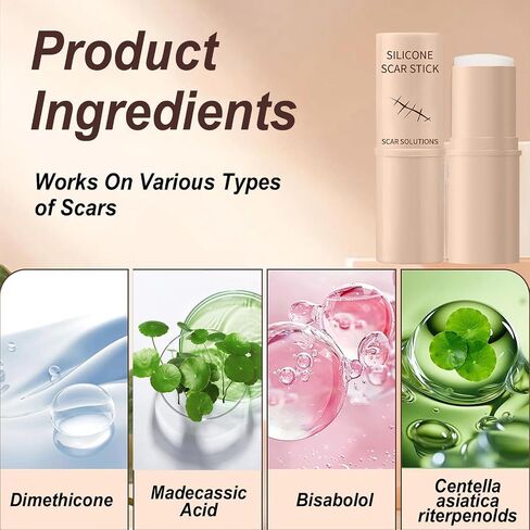 Skin Scar Solutions 60% Silicone Scar Stick, Formula Infused with Centella Asiatica Extracts and Vitamin E, Gentle on All Skin Types in Saudi Arabia