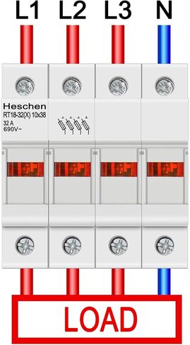 Cylindrical Fuse Holder Base RT18-32(X) 32A AC690V 4 Pole DIN Rail Mounting for RT18 RO15 10 x 38mm Fuse CE UL Listed in Saudi Arabia