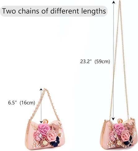 Milisente Clutch Purses For Women Unique Floral Pearl Evening Bag With Crystal Top Handle For Formal Wedding Dressy in Saudi Arabia