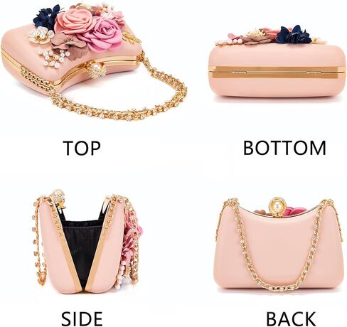 Milisente Clutch Purses For Women Unique Floral Pearl Evening Bag With Crystal Top Handle For Formal Wedding Dressy in Saudi Arabia