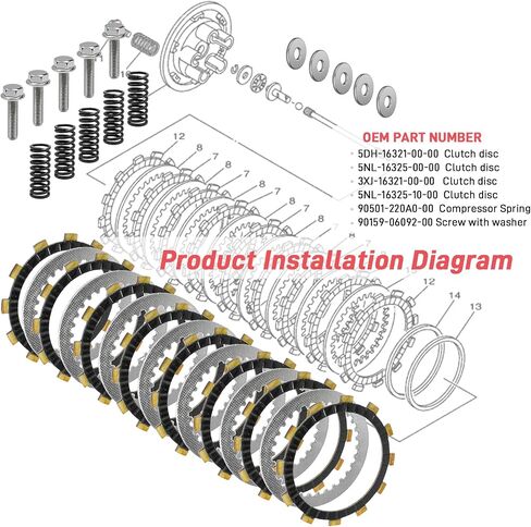 Clutch Friction Steel Plates Kit & Gasket & Oil Filter Compatible with Yamaha WR250F YZ250F YZ WR 250f 2001-2013 in Saudi Arabia