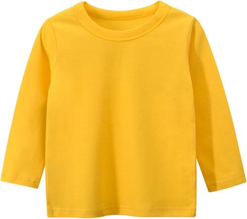 طفل صبي فتاة قمصان طويلة الأكمام عادية الاطفال القطن Crewneck الصلبة المحملة القمم بلوزة الخريف الشتاء تي شيرت الأولاد لمدة 1-8 سنوات in Kuwait