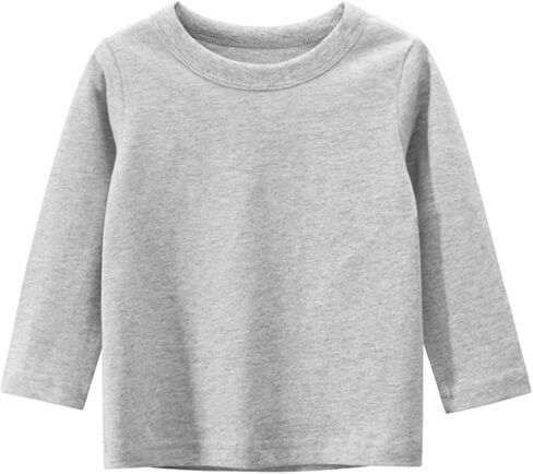 طفل صبي فتاة قمصان طويلة الأكمام عادية الاطفال القطن Crewneck الصلبة المحملة القمم بلوزة الخريف الشتاء تي شيرت الأولاد لمدة 1-8 سنوات in Kuwait