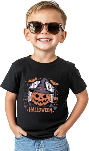 طفل هالوين قميص اليقطين قمصان الفتيان الفتيات هالوين تي شيرت للأطفال شبح ملابس قصيرة الأكمام القطن المحملة 2-8 سنوات in Kuwait
