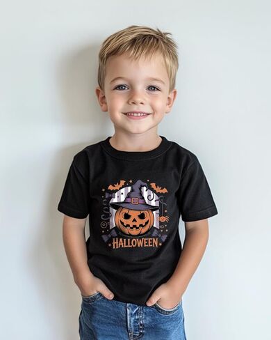 طفل هالوين قميص اليقطين قمصان الفتيان الفتيات هالوين تي شيرت للأطفال شبح ملابس قصيرة الأكمام القطن المحملة 2-8 سنوات in Kuwait