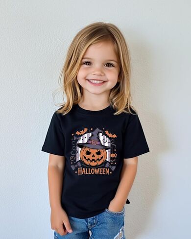 طفل هالوين قميص اليقطين قمصان الفتيان الفتيات هالوين تي شيرت للأطفال شبح ملابس قصيرة الأكمام القطن المحملة 2-8 سنوات in Kuwait