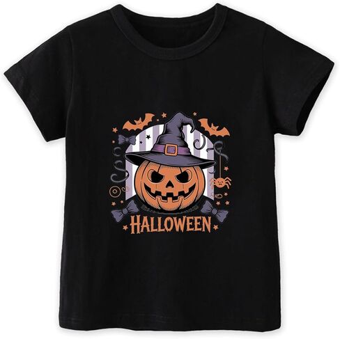 طفل هالوين قميص اليقطين قمصان الفتيان الفتيات هالوين تي شيرت للأطفال شبح ملابس قصيرة الأكمام القطن المحملة 2-8 سنوات in Kuwait