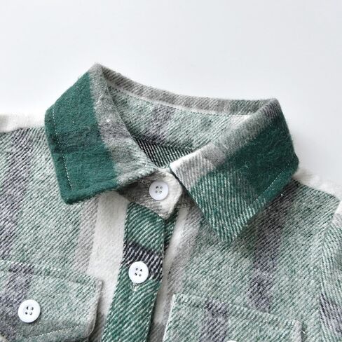 Cromoncent Boys Long Sleeve Flannel Plaid Shirt Button Down Thick Shirts in Saudi Arabia