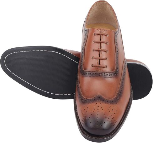 LIBERTYZENO Mens Genuine Leather Adults Wingtip Lace Up Oxford Dress Shoes for Prom Graduation in Kuwait