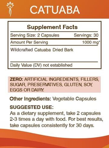 Secrets of the Tribe Catuaba 120 Capsules, 1000 mg, Wildcrafted Catuaba (Erythroxylum catuaba) Dried Bark (120 Capsules) in Saudi Arabia