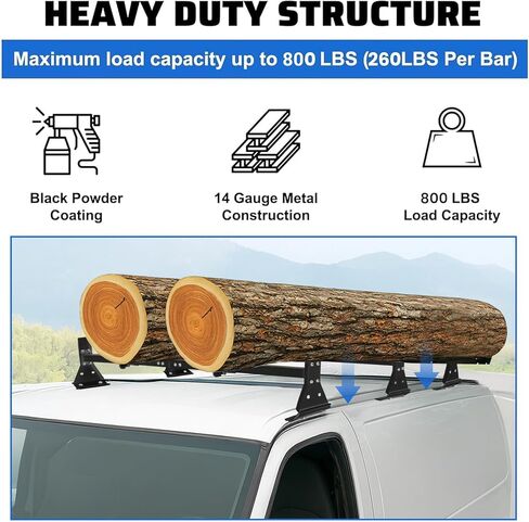 ECOTRIC 59in Roof Racks Compatible with 1996-Up Chevy Express 1500/2500/3500, 850 LBS Capacity, 3 bar roof Ladder Rack for Van Steel White in Saudi Arabia