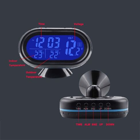 متعددة الوظائف السيارات السيارات LCD ساعة رقمية ميزان الحرارة مراقب الجهد ، سيارة ميزان الحرارة الرقمي الفولتميتر على مدار الساعة in Saudi Arabia