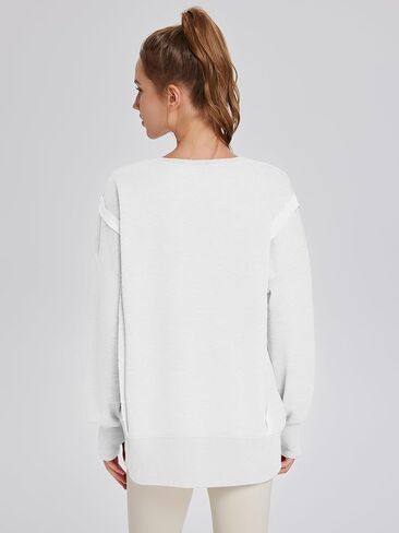 TAKEYAL Women's Oversized Sweatshirts Side Slit Long Sleeve V Neck Sweatshirt Casual Loose Pullover in Saudi Arabia