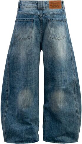 Aelfric Eden Baggy Barrel Jeans Wide Leg Denim Retro Washed Straight Leg Jeans Unisex Casual Y2k Streetwear Pants Trouser in Saudi Arabia