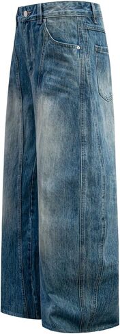 Aelfric Eden Baggy Barrel Jeans Wide Leg Denim Retro Washed Straight Leg Jeans Unisex Casual Y2k Streetwear Pants Trouser in Saudi Arabia