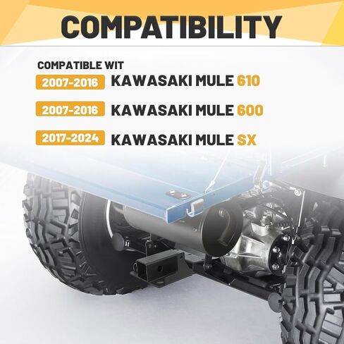 جهاز استقبال وصلة المقطورة مقاس 2 بوصة من KUAFU متوافق مع Kawasaki Mule 600 610 2005-2016، Mule SX 2017-2025 مجموعة لوحة استقبال وصلة سحب المقطورة الخلفية in Saudi Arabia