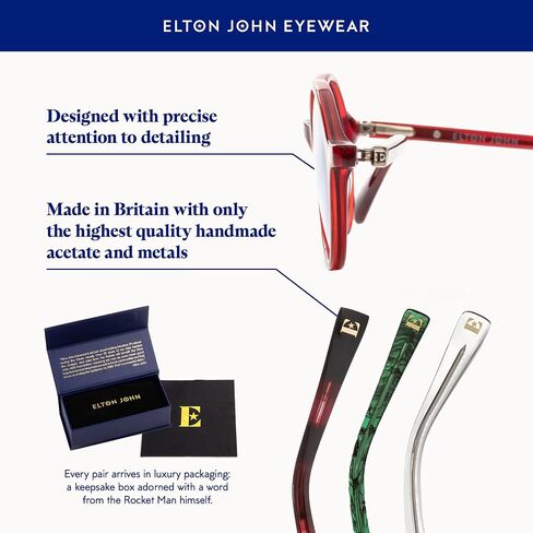 Elton John Eyewear Glasses for Men & Women, Fashion Tint Glasses - Tinted Eyeglases with Non-Glare Lenses & UV Protection in Saudi Arabia