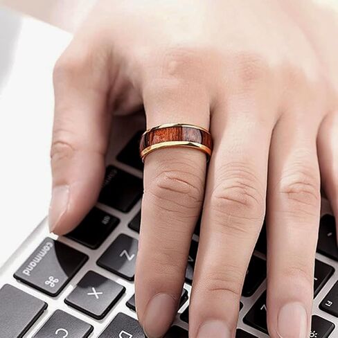 Koa Wood Band Inlay RFID Smart Ring سيراميك إيبوكسي أسود أو مطلي بالذهب معرف T5577 / IC CUID (GEN2) رقاقة استنساخ قابلة لإعادة الكتابة 125 كيلو هرتز / 13.56 ميجا هرتز حلقة بطاقات المفاتيح للتحكم في الوصول in Kuwait