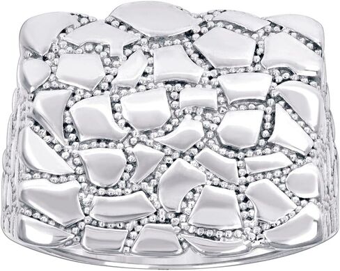JewelryWeb 925 فضة رجالي الكتلة ساحة رئيس خاتم الموضة 19x19mm Wide10-Ring للرجال in Saudi Arabia