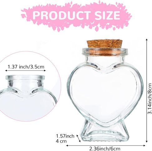 Mini Glass Heart-Shaped Bottle, Decorative BottlesEmpty Glass Bottle with Cork Stoppers Small Jars for DIY Art Crafts Projects Decoration Party Favors Party Wedding in Saudi Arabia