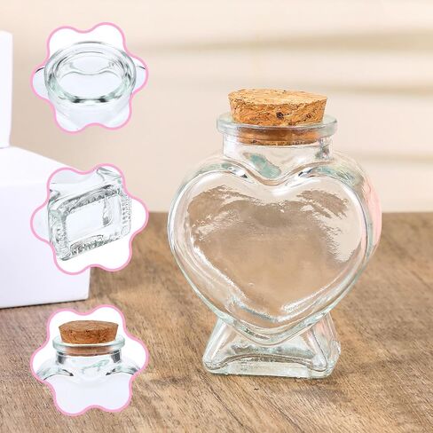 Mini Glass Heart-Shaped Bottle, Decorative BottlesEmpty Glass Bottle with Cork Stoppers Small Jars for DIY Art Crafts Projects Decoration Party Favors Party Wedding in Saudi Arabia