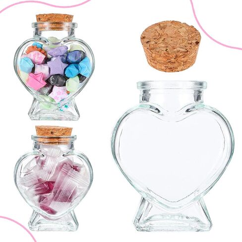 Mini Glass Heart-Shaped Bottle, Decorative BottlesEmpty Glass Bottle with Cork Stoppers Small Jars for DIY Art Crafts Projects Decoration Party Favors Party Wedding in Saudi Arabia