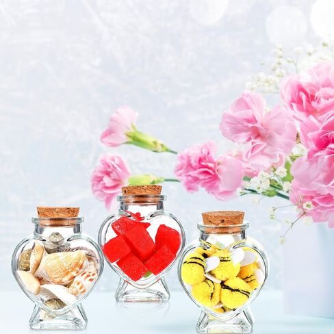 Mini Glass Heart-Shaped Bottle, Decorative BottlesEmpty Glass Bottle with Cork Stoppers Small Jars for DIY Art Crafts Projects Decoration Party Favors Party Wedding in Saudi Arabia