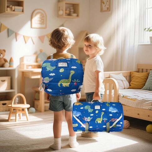 بساط قيلولة للأطفال الصغار مع وسادة قابلة للإزالة وبطانية مينكي قابلة للطي لتخزين الأطفال وحقيبة نوم ناعمة ومريحة للأطفال الصغار للسفر والتخييم والرعاية النهارية لمرحلة ما قبل المدرسة in Kuwait